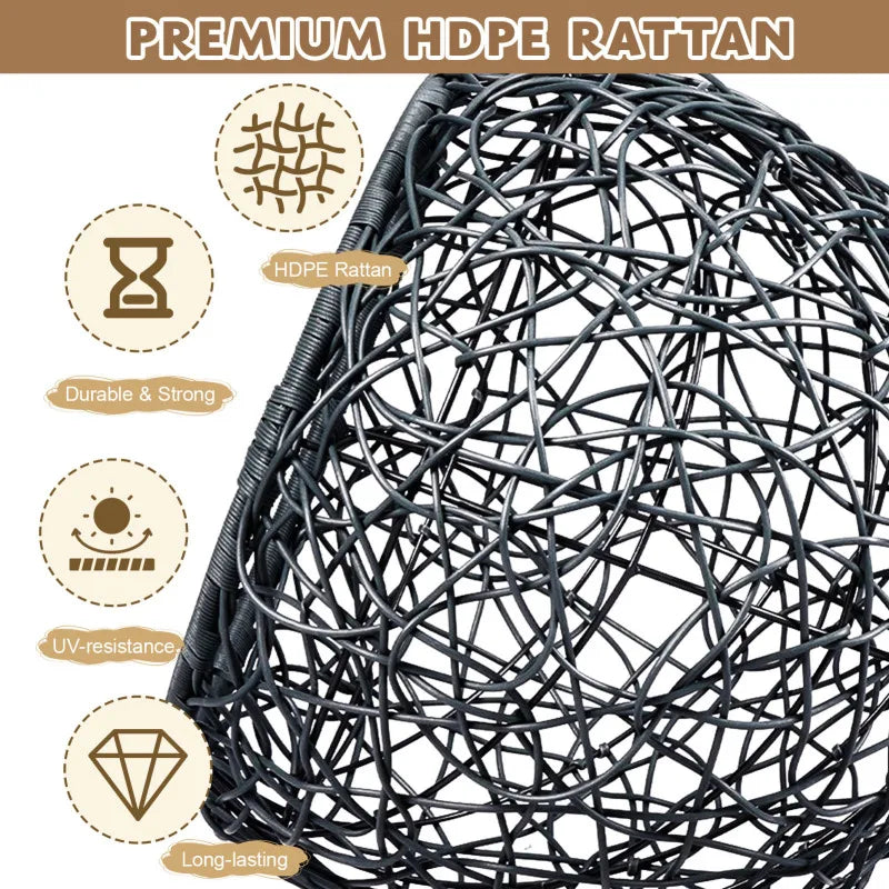 Cat Swing Bed with Stand & Cushion, Cat Egg Chair with Rattan Wicker Appearance, Indoor Hanging Swinging Cat Bed for Cats, Sm