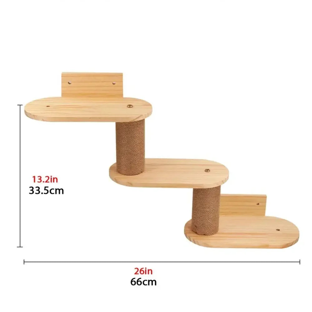 Mincy Pets Wooden Wall-Mounted Cat Climbing Shelves & Hammock product photo.