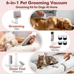 3.2L Pet Grooming Vacuum, 12000Pa Suction, Low Noise, 5 Tools for Dogs & Cats