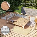 Indoor Wicker Dog Bed with Rattan Sofa, Cushion, and Pet Furniture - Brown, Large & Medium Sizes