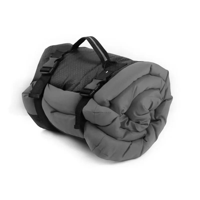 Backpackable Roll-up Dog Travel Sleeping Pad Waterproof Stain Resistant Oxford Cloth Adjustable Carry Buckle Straps Compressible Lightweight Pet Cushion Outdoor Camping Road Trip Warm Rest Mat For Medium Large Dogs pets