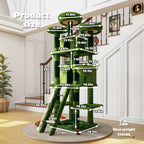 Large 70.87in Cat Tree W/2 Private Condos,3 Perches&Hanging Hammock,Skin-Friendly Short Plush&No Sharp Edges,Natural Sisal Scratching Areas,Safe & Stable for Multi-Cat Families,Kittens to Senior Cats