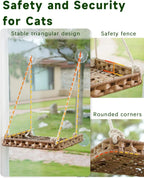 Cat Window Perch Hammock Bed for Indoor Cats, Large Handwoven PE Rattan Window Seat, 4 Suction Cups, Washable Cushion, 2.3 Inch Fence Shelf