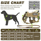Service Dog Vest and Leash SetHeavy Duty Tactical Dog Harness with Metal Buckles for Sized Dogs Adjustable No-Pull Dog Harness