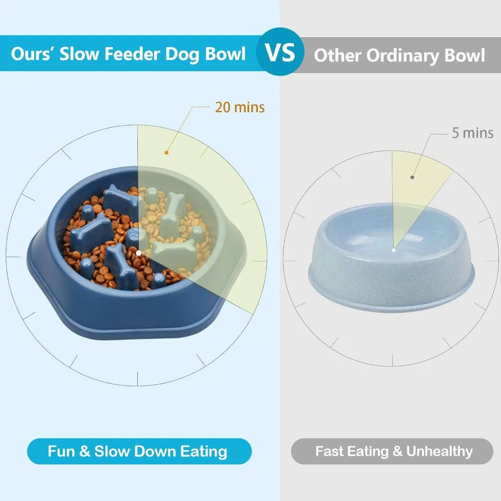 Slow Feeder Dog Bowl Anti-Chocking, Interactive Pet Puzzle Bowls for Small Medium Dogs, Bloat Stop Non-Slide Food Dish