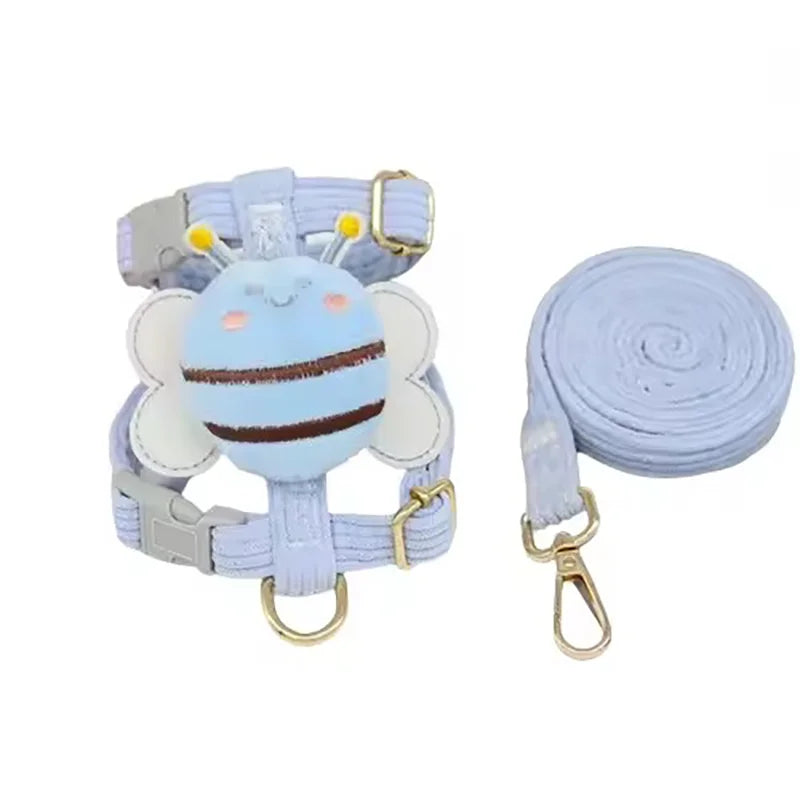 Cute Bee Cat Harness Leash Set I Shape Escape Proof Adjustable Chest Strap Lightweight Breathable Outdoor Walking Rope For Cat