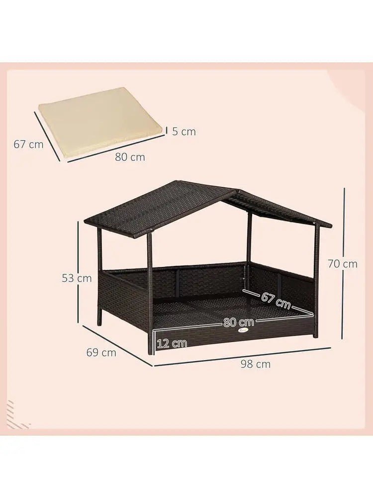 Rattan Outdoor Dog Bed with Canopy