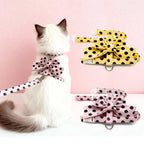 Stylish Polka Dot Pet Bow Harness & Leash Set Cute Puppy Kitten Small Dog Cat Vest Secure Adjustable Walking Cute Bow Collar