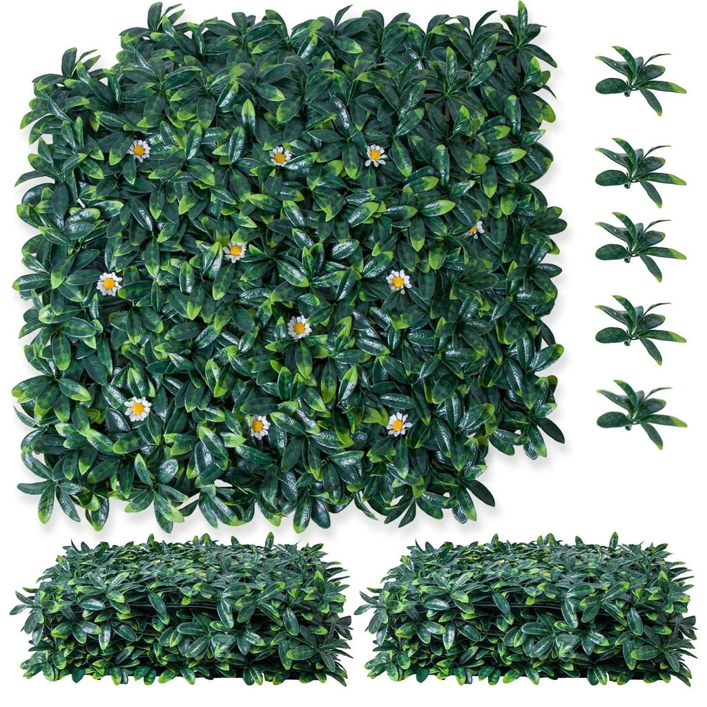 12 Pack 20x20 Inch Artificial Boxwood Grass Wall Panels, UV Protected Faux Greenery Fence Screen, Realistic Hedge Wall Backdrop for Indoor Outdoor Garden, Patio, Wedding & Home Decor