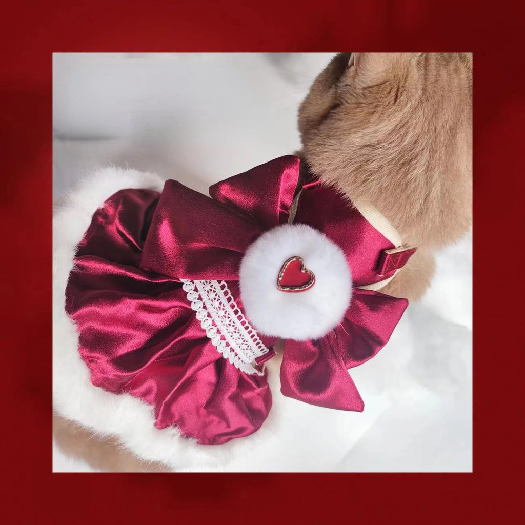 Pet Burrs Leash Cat Dog Universal Fairy Princess Dress Autumn Winter Christmas Walking Cat Dog Walking Chest Harness Back Strap