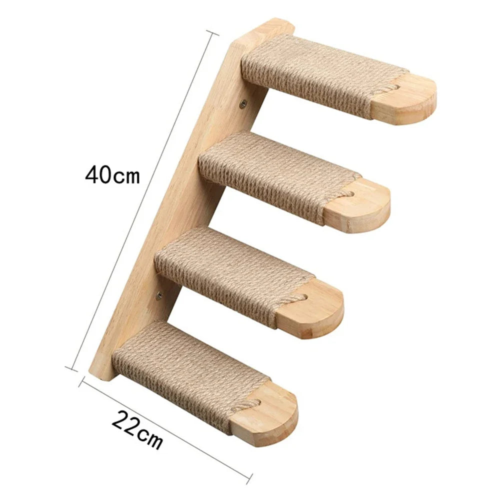 Mincy Pets Wooden Wall-Mounted Cat Climbing Shelves & Hammock product photo.