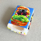 BOOTEELY Cartoon Hamburger Black Cat Snack Box Plush Cat Bed Spacious Cozy Pet Nest For Cats' Comfortable Rest With Cute Design