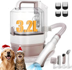3.2L Pet Grooming Vacuum, 12000Pa Suction, Low Noise, 5 Tools for Dogs & Cats