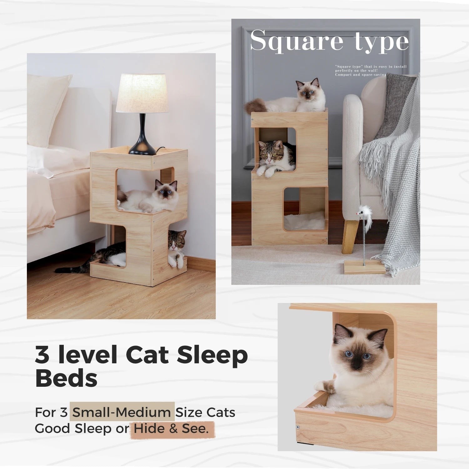 Mincy Pets Modern Wood Corner Cat Tree product photo.