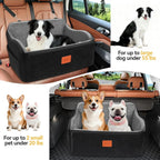 Memory Foam Dog Car Seat for Medium/Large Dogs, Booster Seat for Backseat with Safety Leashes, Black/Grey, Large