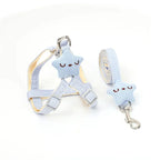 Pink&Blue Adjustable Chicken Harness Leash Set, Easy Wear Star Vest, Duck Harness for Duck Goose（2Pcs）