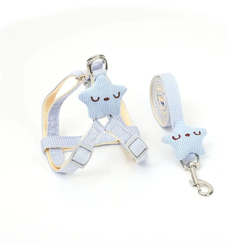 Pink&Blue Adjustable Chicken Harness Leash Set, Easy Wear Star Vest, Duck Harness for Duck Goose（2Pcs）