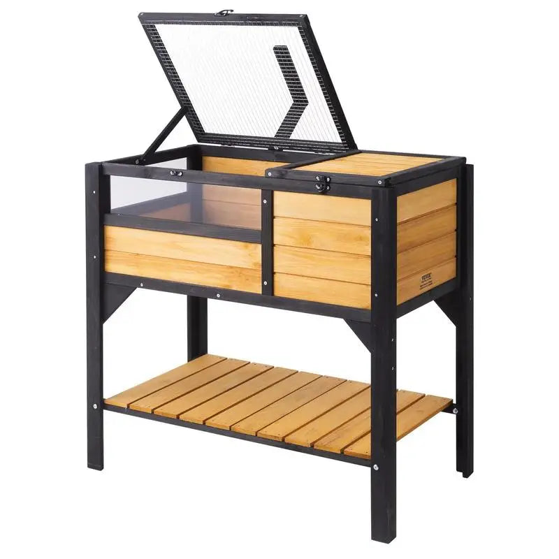 Tortoise Habitat, Wooden Tortoise House Indoor & Outdoor, Tortoise Enclosure with Light Stand, Reptile Enclosure Small Animal Cage with Stand Legs for Gecko, Lizard, Snake