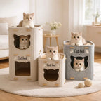 Creativity Double Layer Cat House Felt Foldable Cat Castle Bed Breathable Wear-resistant Cat Scratching Board Cat Supplies
