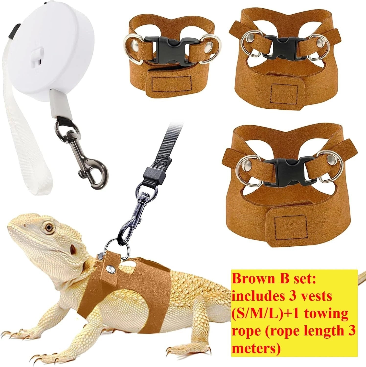 Mincy Pets Adjustable Reptile Harness & Leash Set product photo.