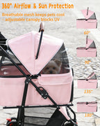 Portable Pet Stroller with Removable Pet Carrier Foldable Stroller for Small to Medium-Sized Cats and Dogs