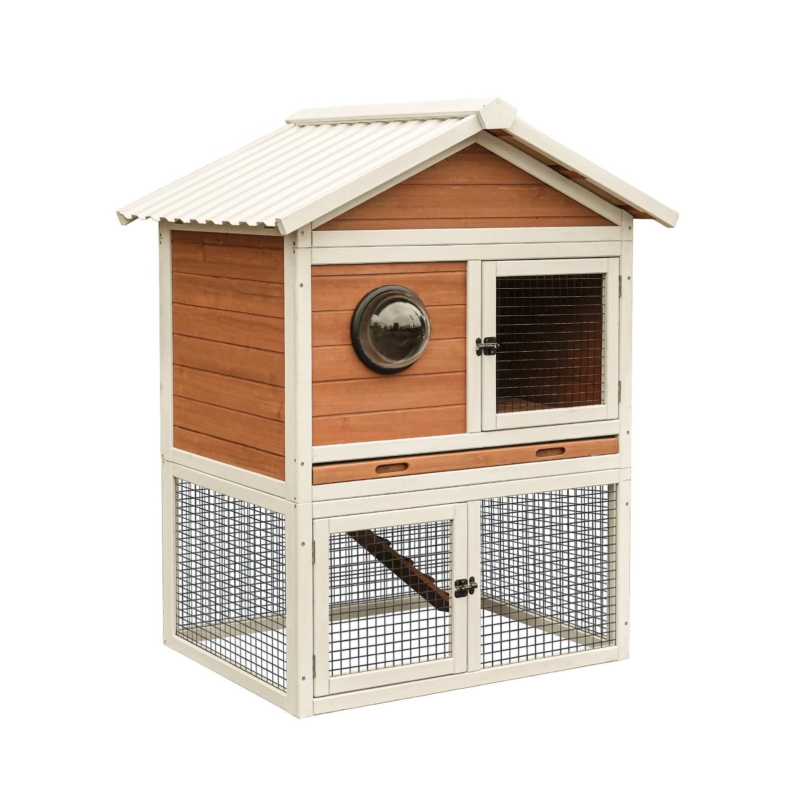 Mincy Pets 2-Tier Wooden Rabbit Hutch Outdoor Waterproof Roof product photo.