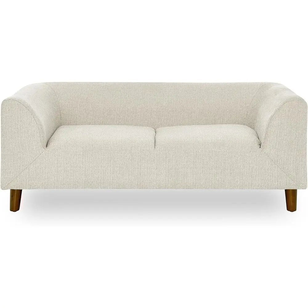 Memory Foam Dog Sofa Bed with Backrest and Armrest, Elevated Pet Couch Bed with Wooden Legs, Beige