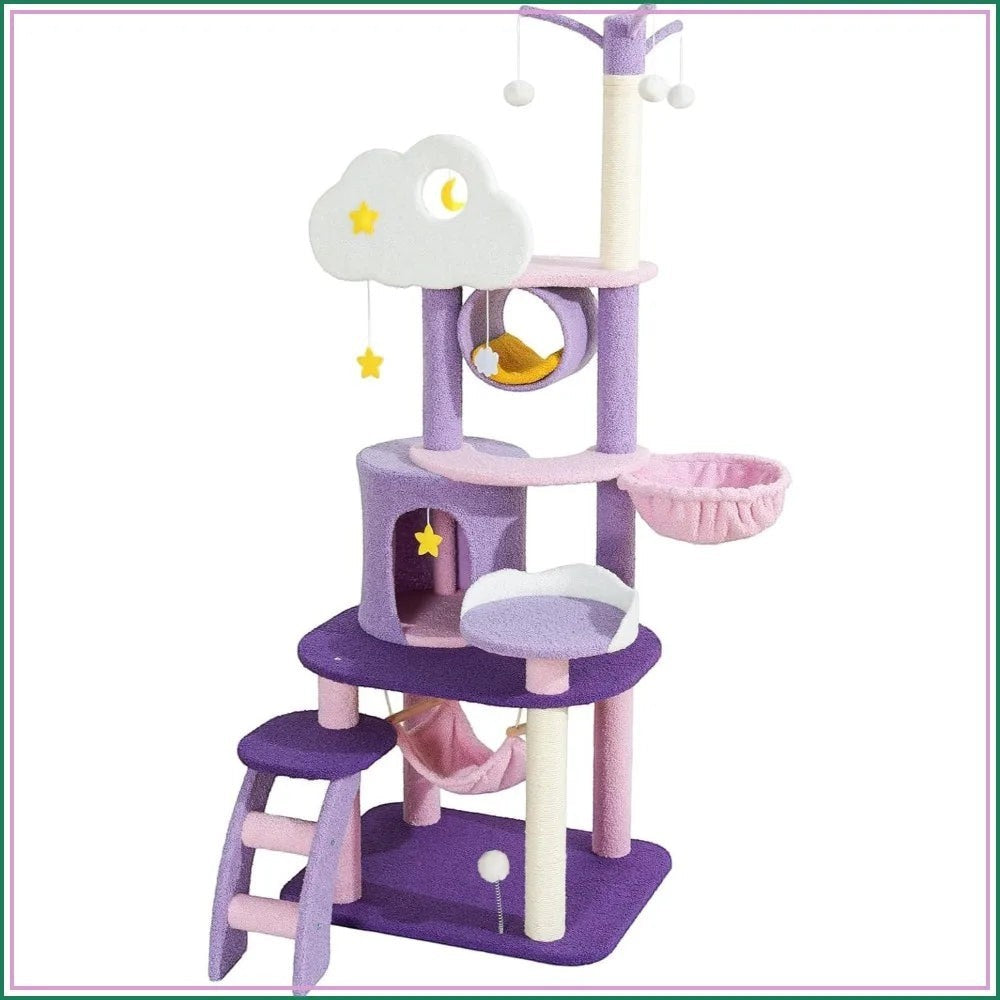 Cloud Cat Tree — 65" Multi-Level Tower with Condo & Hammock