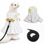 Cute Adjustable Ferret Vest Harness Soft Berber Fleece Ferret Traction Rope Comfortable Escape-Proof Ferret Dress Pet Walking