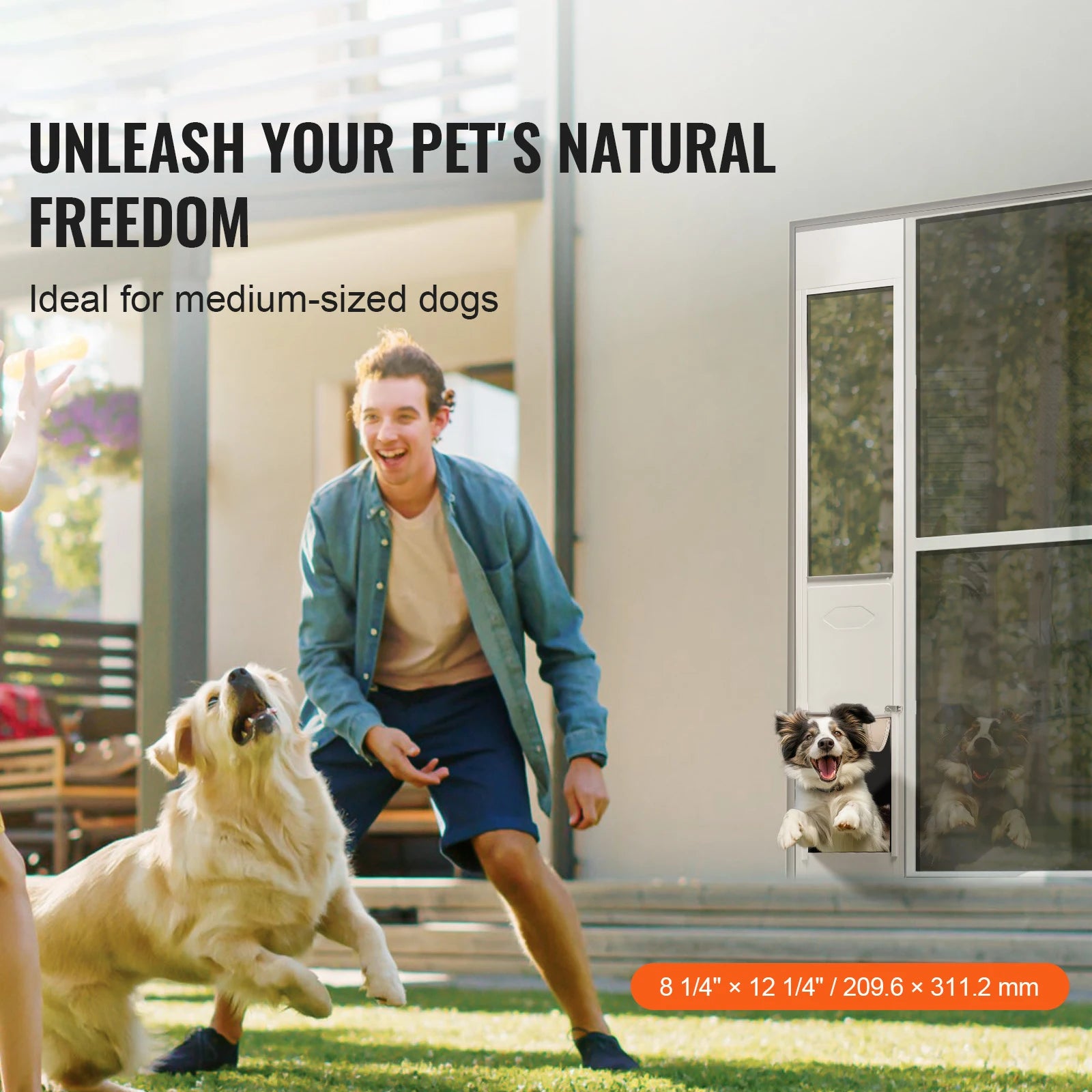 Dog Door Sliding Glass Door Adjustable Height Doggy Door Sliding Doors Aluminum Frame Tempered Glass Pet Door