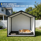 Outdoor Dog House, Waterproof Insulated Dog Kennel with Elevated Floor and Removable Roof, Durable Plastic Pet Shelter for Backyard, for Large Dogs, 46" L x 40" W x 40" H, Cement Gray