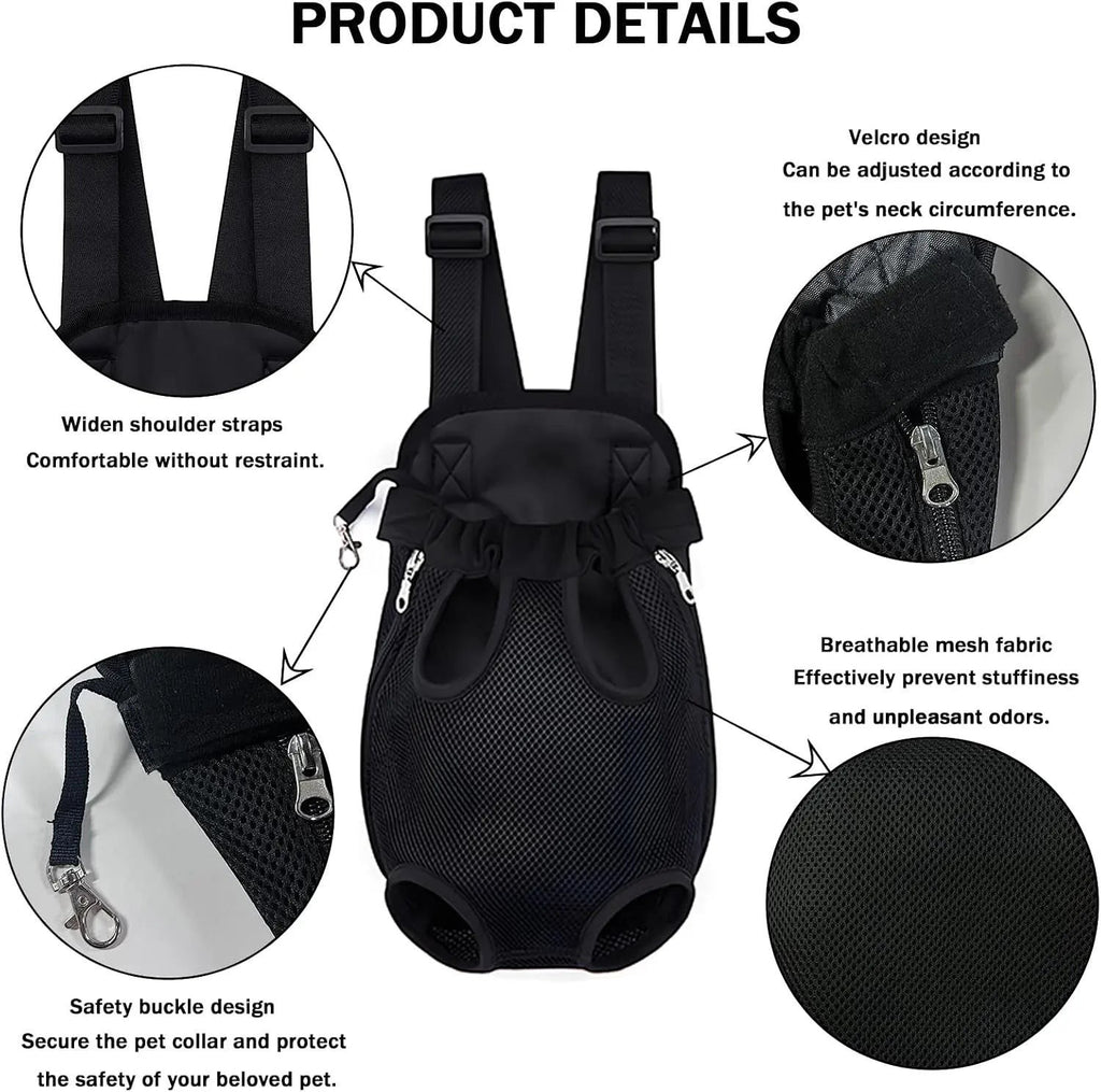 Pet Carrier Backpack for Small Medium Dogs Cats 5-18 Lbs, Legs Out, Adjustable Pet Front Carrier for Hiking Camping Traveling