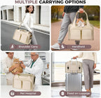 Dog & Cat Carrier for Pets Up to 12 Lbs, Airline Approved Collapsible Soft-Sided Travel Bag with Locking Zippers, Breathable Mesh & 4 Large Pockets, Removable Fleece Pad