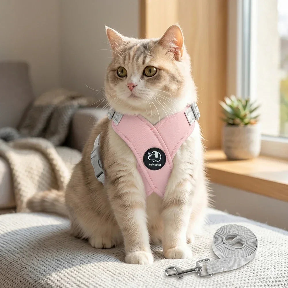 Dog Harness Leash Set Reflective Adjustable Pet Vest Harness with Metal D Ring Breathable Puppy Cat Walking Chest Strap Supplies