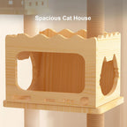 Modern Wooden Cat Tree Tower for Indoor Cats, Multi-Level Cat Condo with Sisal Scratching Posts, Top Perch & Acrylic Hammock, Durable Large Activity Center for Multiple Kittens