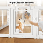 Clear Acrylic Dog Play Pen Indoors 24", 8 Panels Transparent Puppy Playpen with Door for Small Dogs Puppies, Modular Plastic Pet Playpen Cage Fence Crate for Cat Kitten Rabbit