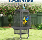 Large Bird Cage, Metal Parakeet Cage with Play Top, Wood Perches & Feeder, Spacious Rolling Flight Cage for Parrots, Cockatiels