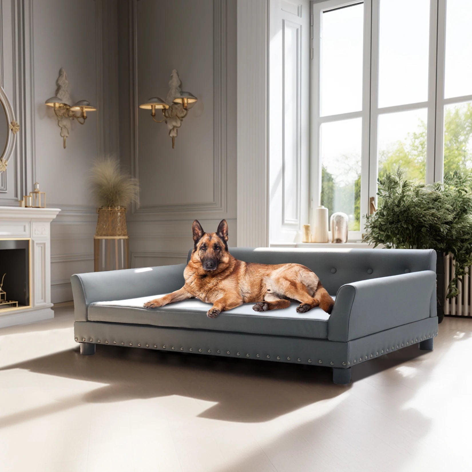 Heavy Duty Pet Sofa Large Raised Dog Bed Cushioned Sofa Softly Pet Cat Bed Puppy Sofa Couch Lounge Bed