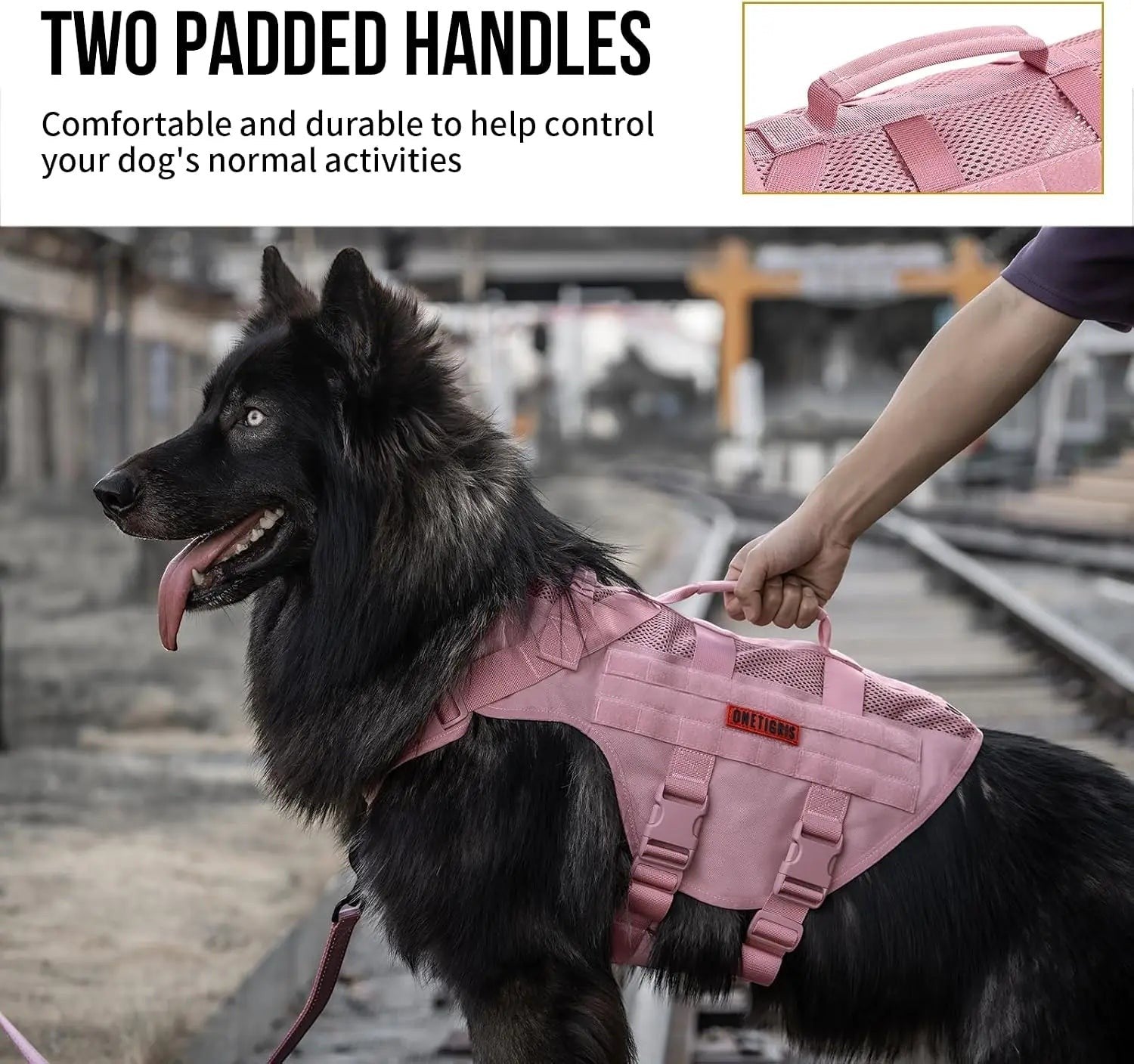 Tactical Dog Harness for Small Dogs, No Pull Vest with Handles for Walking Hiking Training, Breathable Molle Vest