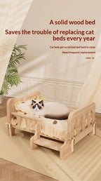 Solid Wood Elevated Dog Bed All Season Pet House for Small Medium Large Dogs Cats Raised Puppy Sleeping Pet Supplies Dog Bed