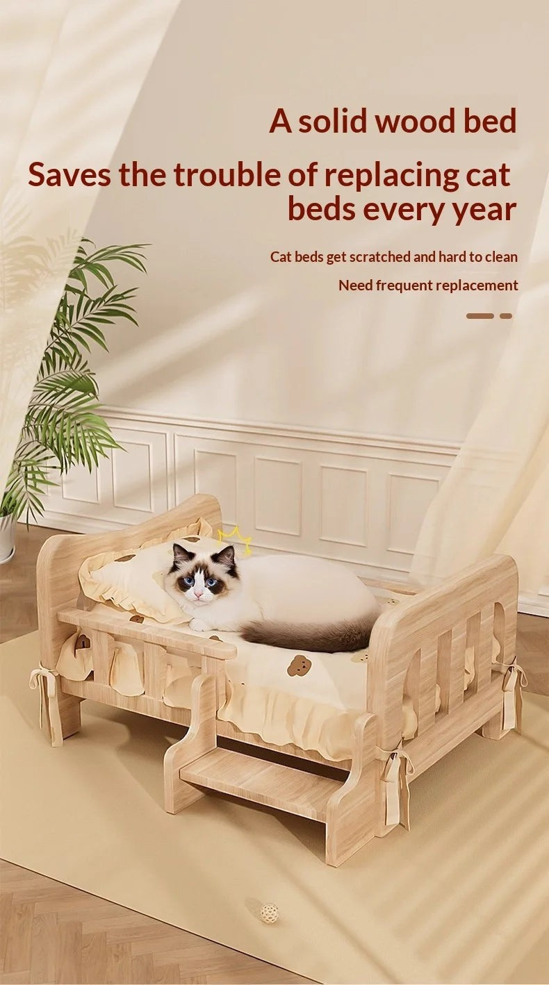 Solid Wood Elevated Dog Bed All Season Pet House for Small Medium Large Dogs Cats Raised Puppy Sleeping Pet Supplies Dog Bed