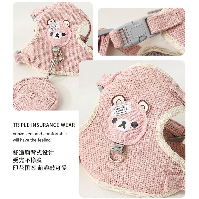 Undershirt Style Pet Leash Adjustable Cat Dog Harness Breathable Leash Convenient Pet Vest For Small Dog Cat Supplies