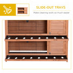 54" 2-Story Large Rabbit Hutch Bunny Cage - Wooden Pet House for Small Animals, Lockable Doors, No Leak Tray, Waterproof Roof, Outdoor/Indoor Use, Orange