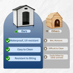 Outdoor Dog House, Waterproof Insulated Dog Kennel with Elevated Floor and Removable Roof, Durable Plastic Pet Shelter for Backyard, for Large Dogs, 46" L x 40" W x 40" H, Cement Gray