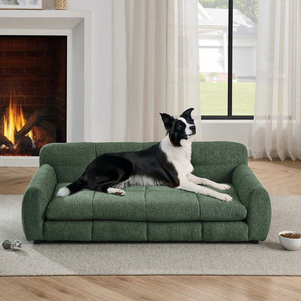 Olive Linen Dog Sofa Bed