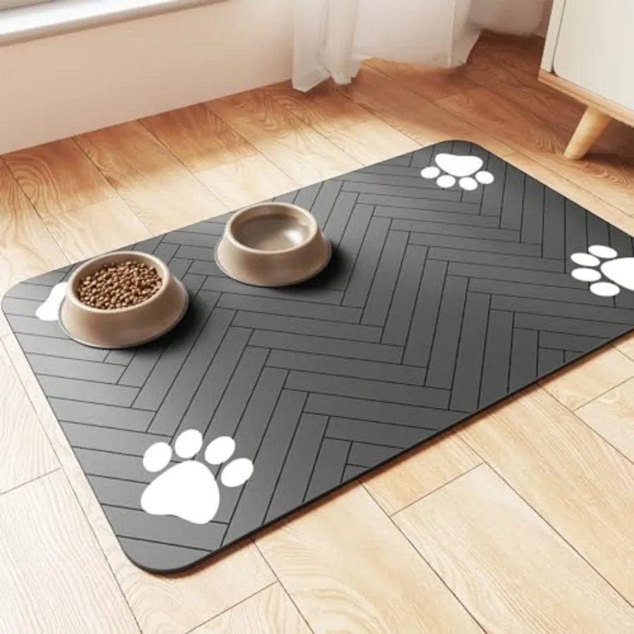 Pet Feeding Mat-Absorbent Pet Placemat for Food and Water Bowl, with Waterproof Rubber Backing, Quick Dry Water Dispenser Mat f
