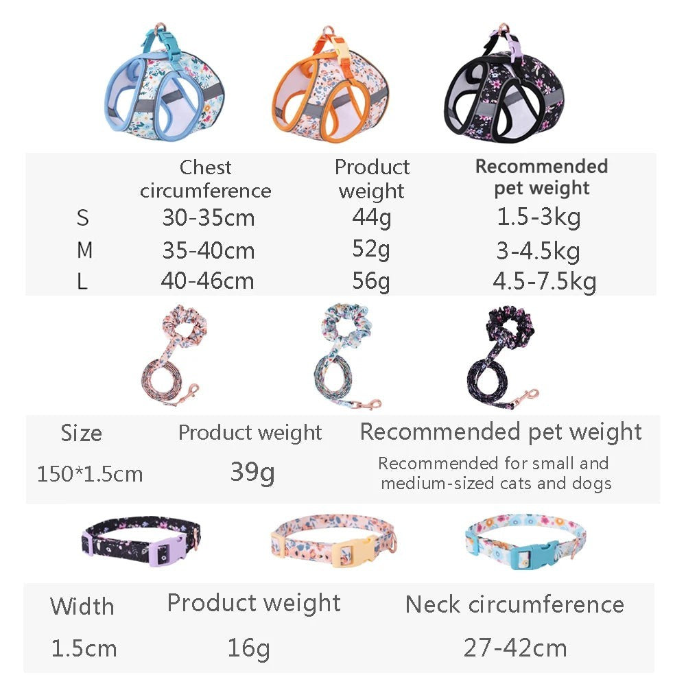 Mincy Pets Soft Adjustable Dog & Cat Vest Harness Set product photo.