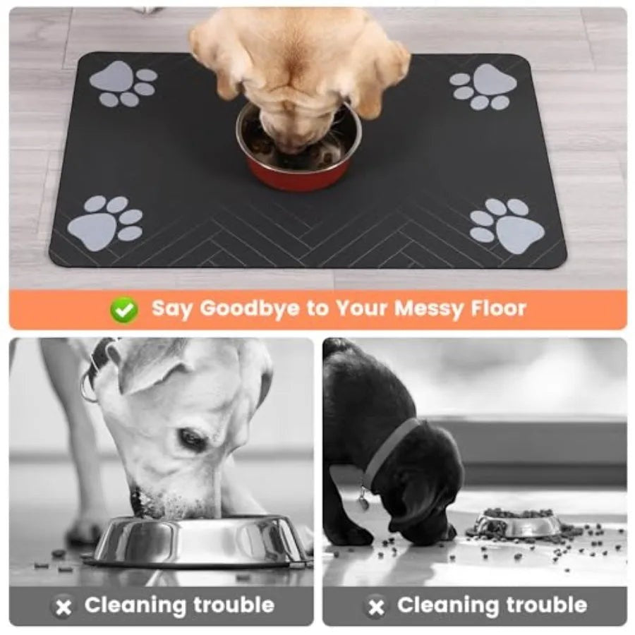 Pet Feeding Mat-Absorbent Pet Placemat for Food and Water Bowl, with Waterproof Rubber Backing, Quick Dry Water Dispenser Mat f