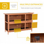 54" 2-Story Large Rabbit Hutch Bunny Cage - Wooden Pet House for Small Animals, Lockable Doors, No Leak Tray, Waterproof Roof, Outdoor/Indoor Use, Orange