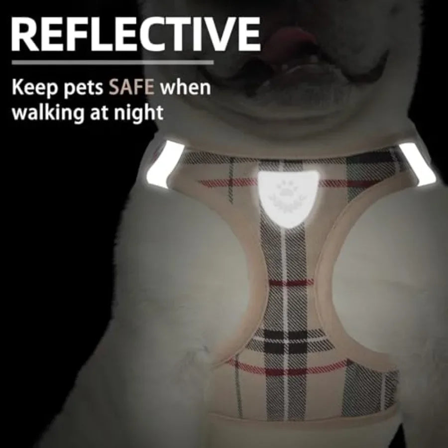 Step-in no-pull dog harness and leash set for small & medium dogs and cats, soft breathable mesh reflective anti-escape vest, size S for easy outdoor use